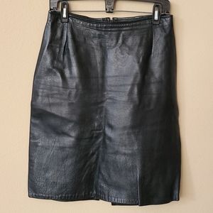 Vintage black leather skirt by Firenze